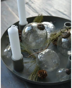 Metalen Schaal Met 4 Kaarsen Inzets Olijf Groen, IB Laursen