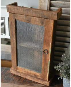 Oud Houten 'kaas' Kastje Met Gaas Deur Unique, IB Laursen