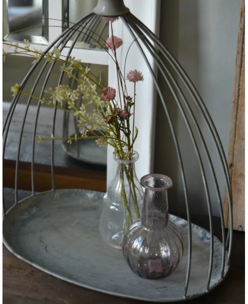 Ovaal Zink Grijs Plateau Met Sierlijk Gebogen Toog, Groot - Afbeelding 3