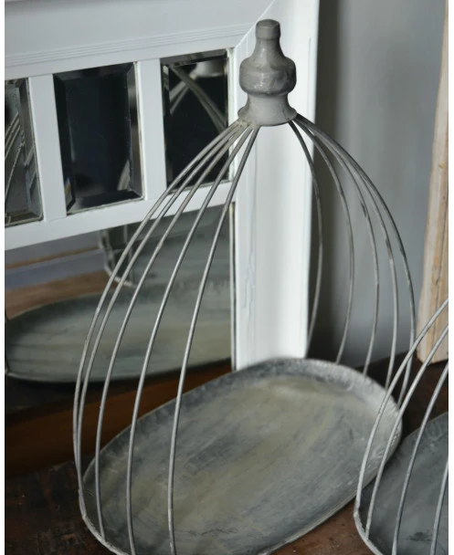 Ovaal Zink Grijs Plateau Met Sierlijk Gebogen Toog, Groot - Afbeelding 5