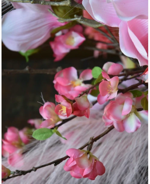 Pluk Boeket In Het Roze Met Magnolia, Kersenbloesem, Pluimen En Papaver - Afbeelding 3