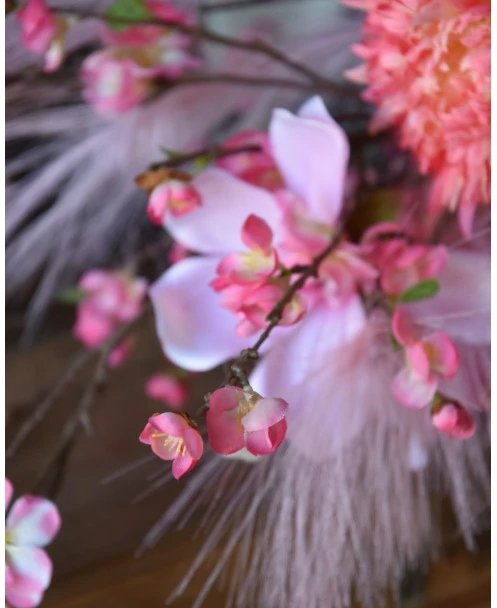 Pluk Boeket In Het Roze Met Magnolia, Kersenbloesem, Pluimen En Papaver - Afbeelding 5