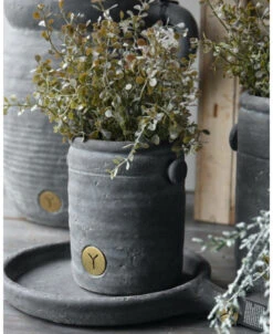 Pot Met Twee Dop Oortjes Vintage Grijs Klein, Brynxz