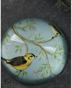 Presse Papier Met Vogels Op Tak In Pastel Blauw