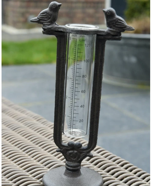 Regenmeter Van Gietijzer Met Vogeltjes En Glazen Meter - Afbeelding 5