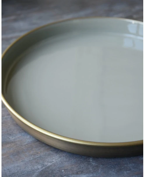 Ronde Tray Grijs Met Antiek Gouden Buitenkant, IB Laursen