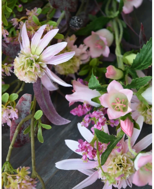 Roze Zijde Pluk Boeket Gemengd, Brynxz Met Bloesem, Klokjes Bloemen, Zonnehoed, Spirea En Eucalyptus - Afbeelding 6