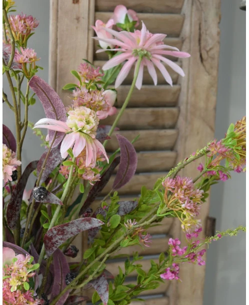 Roze Zijde Pluk Boeket Gemengd, Brynxz Met Bloesem, Klokjes Bloemen, Zonnehoed, Spirea En Eucalyptus - Afbeelding 7