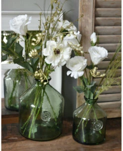 Set Groene Vazen Met Zijde Bloemen