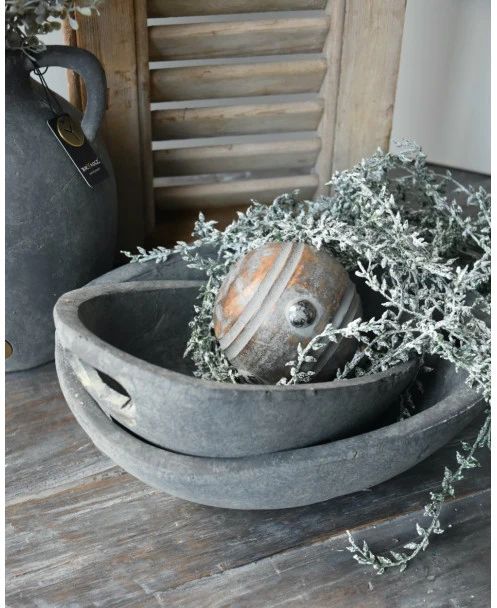 Set Ovale Handgemaakte Schalen Majestic Grijs, Brynxz