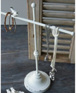 Sieraden Standaard Antiek Wit Met Vogeltje