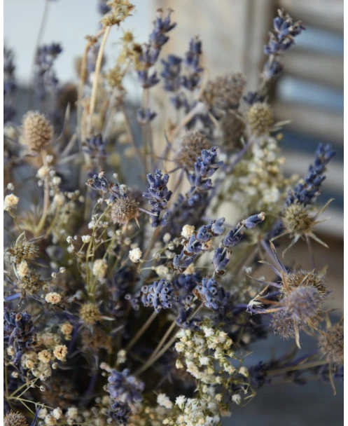 Tafel Boeketje Van Gedroogde Lavendel, Gipskruid En Disteltjes - Afbeelding 2