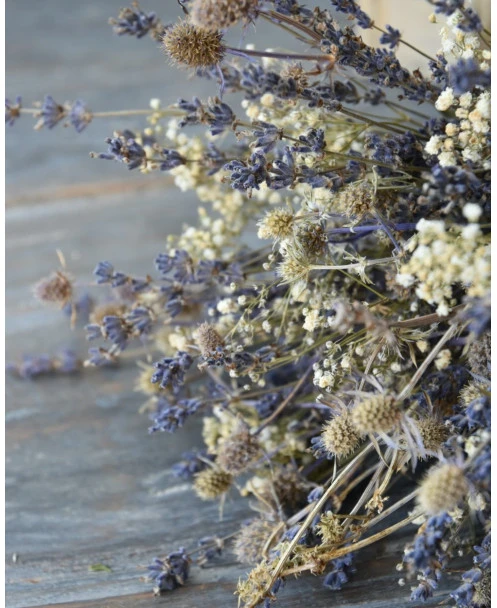 Tafel Boeketje Van Gedroogde Lavendel, Gipskruid En Disteltjes - Afbeelding 4