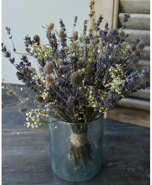 Tafel Boeketje Van Gedroogde Lavendel, Gipskruid En Disteltjes - Afbeelding 5