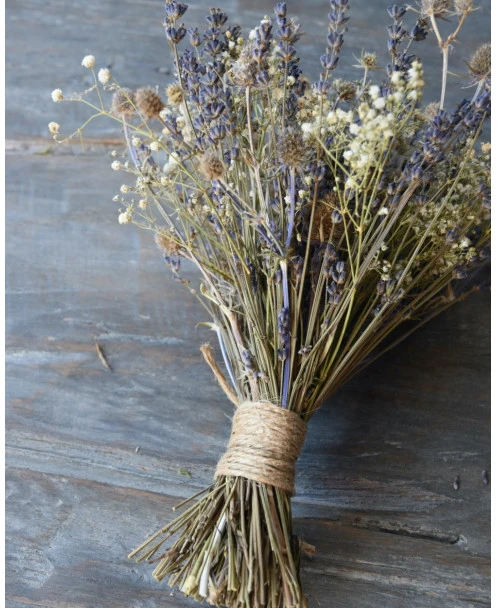 Tafel Boeketje Van Gedroogde Lavendel, Gipskruid En Disteltjes - Afbeelding 6