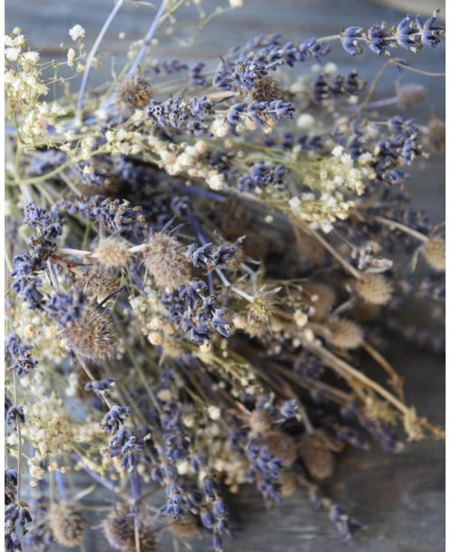 Tafel Boeketje Van Gedroogde Lavendel, Gipskruid En Disteltjes - Afbeelding 7