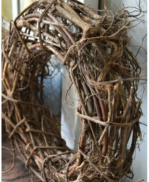 Takken Met Wortels Gevlochten Open Krans Naturel - Afbeelding 2