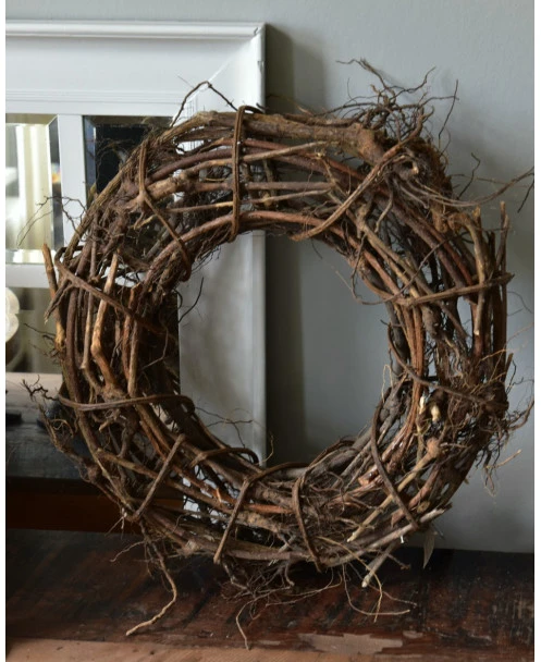Takken Met Wortels Gevlochten Open Krans Naturel - Afbeelding 4