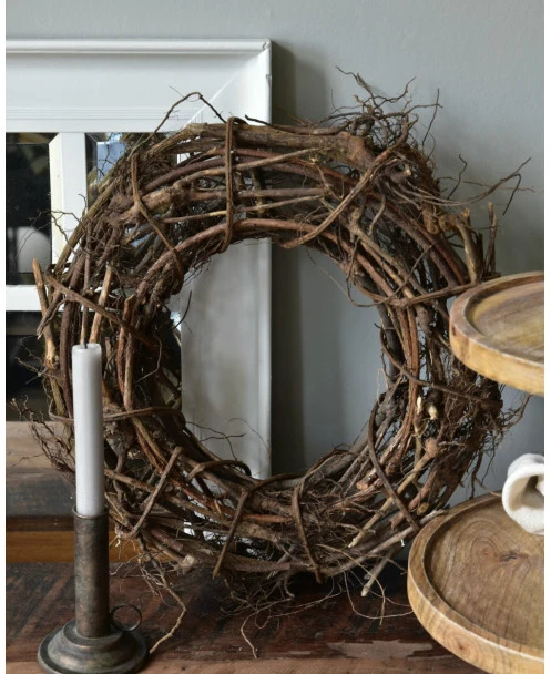Takken Met Wortels Gevlochten Open Krans Naturel - Afbeelding 5
