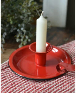 Tijdloze Rode Emaille Kandelaar, IB Laursen