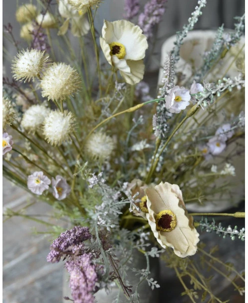 Veldboeket In Pastel Groenen, Lila, Paars En Taupe, 'zijdebloemen'