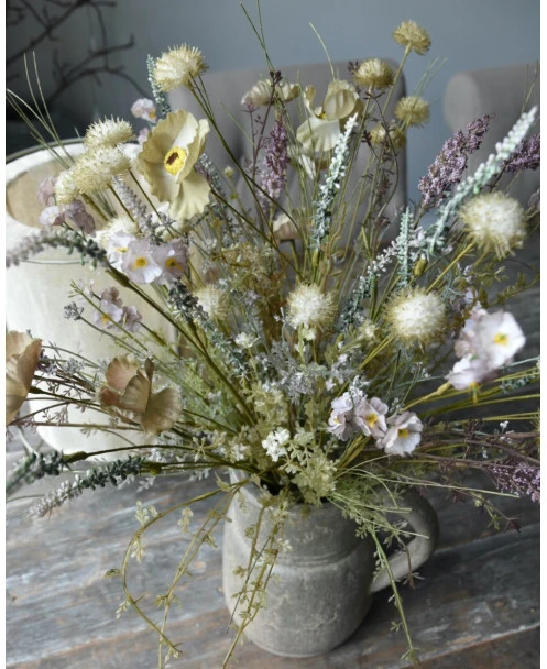 Veldboeket In Pastel Groenen, Lila, Paars En Taupe, 'zijdebloemen' - Afbeelding 2