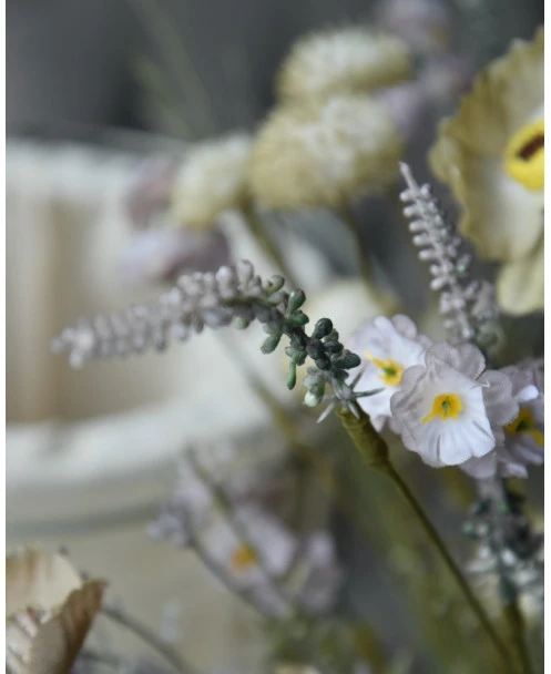 Veldboeket In Pastel Groenen, Lila, Paars En Taupe, 'zijdebloemen' - Afbeelding 7