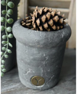 Vintage Grijze Rechte Pot Met Bolle Rand Klein, Brynxz