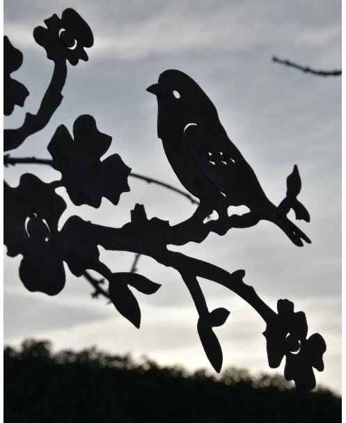 Vogel Op Bloesemtak, Roest Metaal - Afbeelding 3