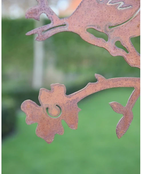 Vogel Op Bloesemtak, Roest Metaal - Afbeelding 6