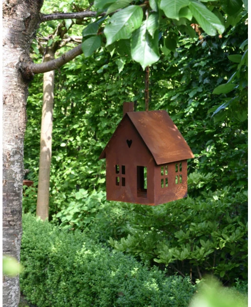Vogel Voeder Huisje Van Roest Metaal Aan Ketting - Afbeelding 4