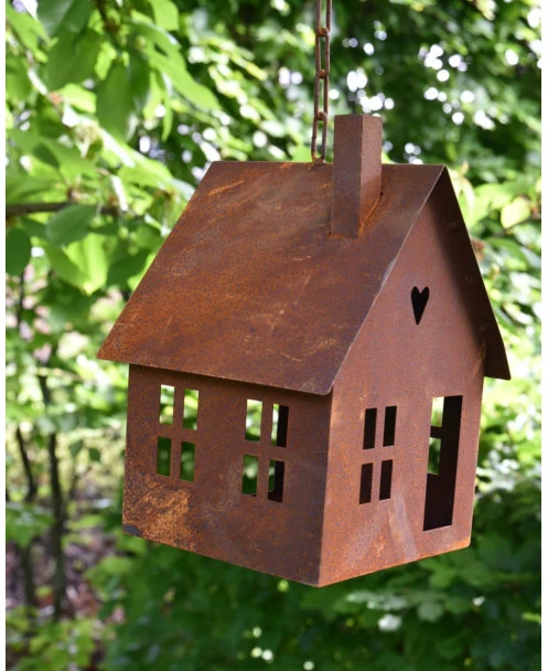 Vogel Voeder Huisje Van Roest Metaal Aan Ketting - Afbeelding 5