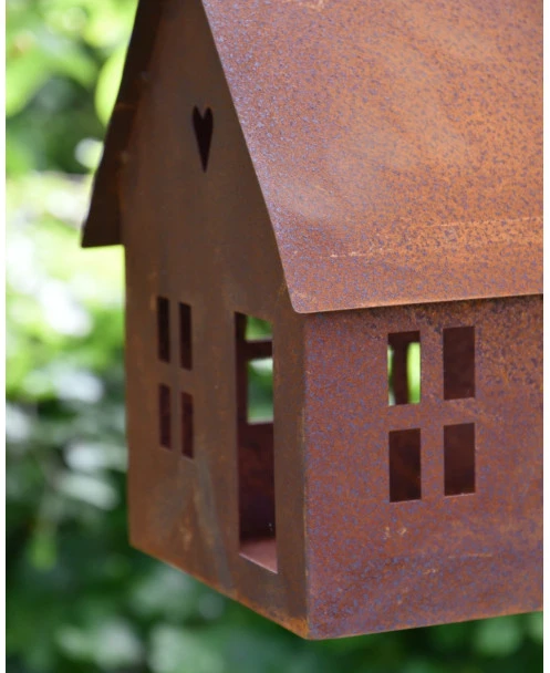 Vogel Voeder Huisje Van Roest Metaal Aan Ketting - Afbeelding 6
