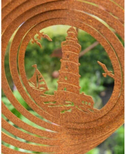 Wind Vanger Rond Vuurtoren Met Bootje En Meeuwen Ecoroest