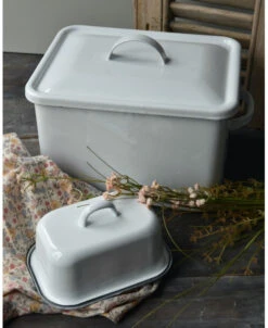 Wit Emaille Brood Trommel Met Oren En Deksel, IB Laursen