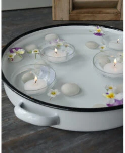 Wit Emaille Schaal Met Twee Handvaten En Zwarte Rand, IB Laursen