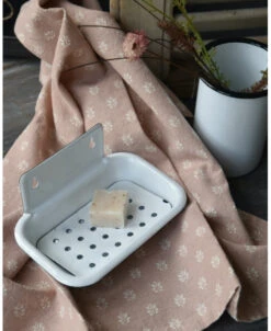 Wit Emaille Zeep Schaaltje Met Uitdruip Inleg, IB Laursen