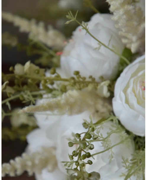 Wit Zijde Bloemen Biedermeier Boeket Met Pioenrozen - Afbeelding 5