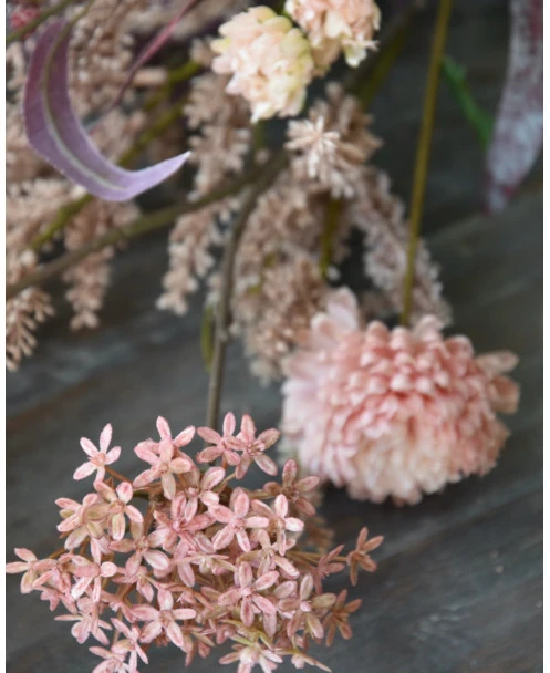Zijde Brynxz Pluk Boeket In Roze Met Vlier En Wilgen Bloesem, Eucalyptus En Chrysanten - Afbeelding 2