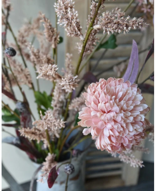 Zijde Brynxz Pluk Boeket In Roze Met Vlier En Wilgen Bloesem, Eucalyptus En Chrysanten - Afbeelding 6