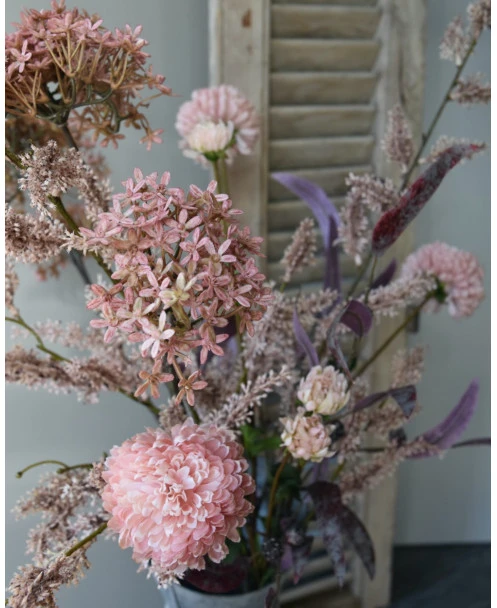 Zijde Brynxz Pluk Boeket In Roze Met Vlier En Wilgen Bloesem, Eucalyptus En Chrysanten - Afbeelding 7