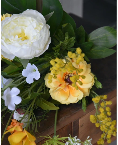 Zijde Vrolijk Pluk Boeket In Wit En Geel - Afbeelding 2