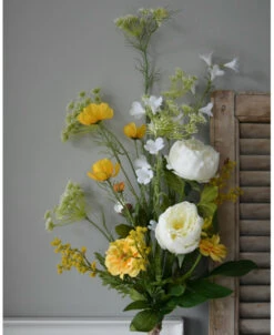 Zijde Vrolijk Pluk Boeket In Wit En Geel