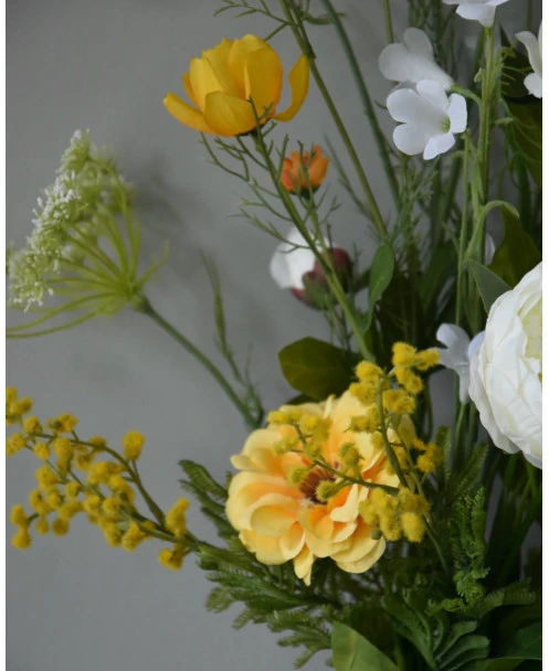 Zijde Vrolijk Pluk Boeket In Wit En Geel - Afbeelding 5
