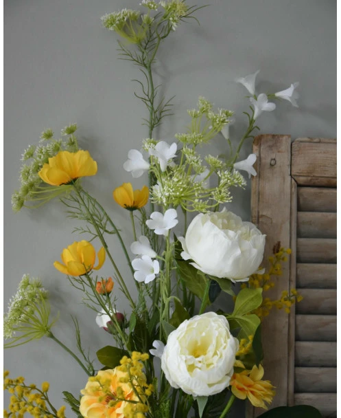 Zijde Vrolijk Pluk Boeket In Wit En Geel - Afbeelding 8